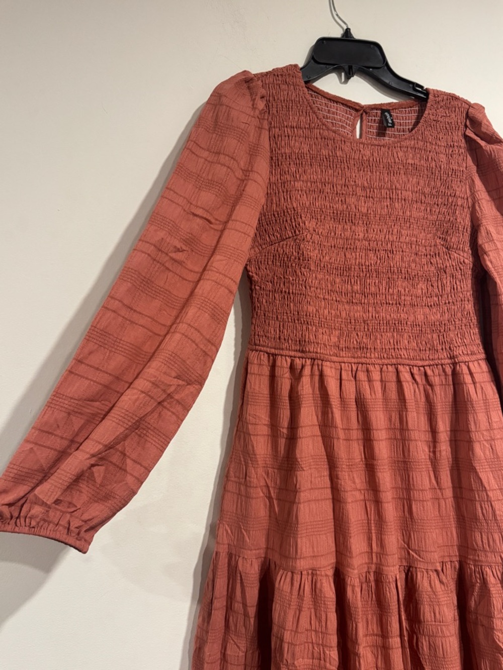 Women’s Boho Maxi Dress Smocked Tiered Puff Sleeve A-Line Fall Party Wedding M - Picture 11 of 16